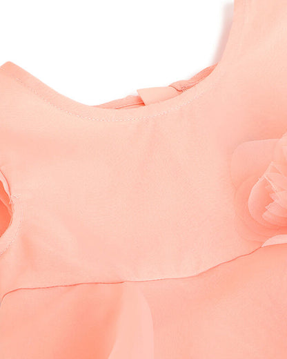 Chicco Peach Pink Frock Dress-Cotton-Solid-For Infants