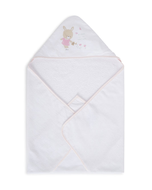 Chicco Hooded Baby Bath Towel-100% Organic Cotton-Light Pink