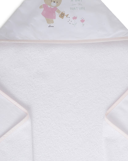 Chicco Hooded Baby Bath Towel-100% Organic Cotton-Light Pink