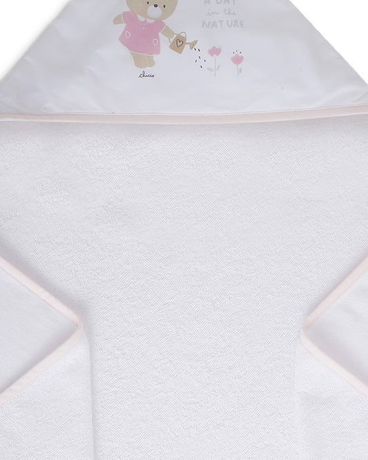 Chicco Hooded Baby Bath Towel-100% Organic Cotton-Light Pink