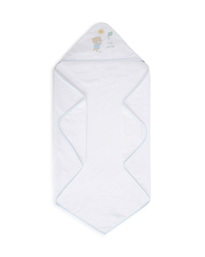 Chicco Hooded Baby Bath Towel-100% Organic Cotton-Light Blue