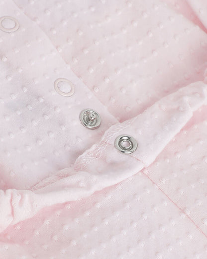 Chicco Pink & White Sleepsuit-Cotton-Embroidered-For Infants