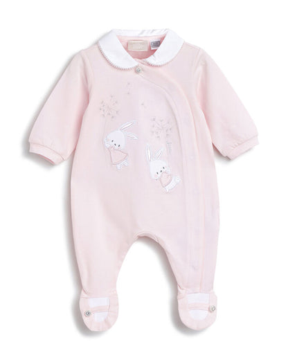 Chicco Light Pink Sleepsuit-Cotton-Embroidered-For Infants