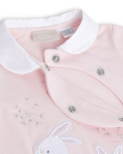 Chicco Light Pink Sleepsuit-Cotton-Embroidered-For Infants