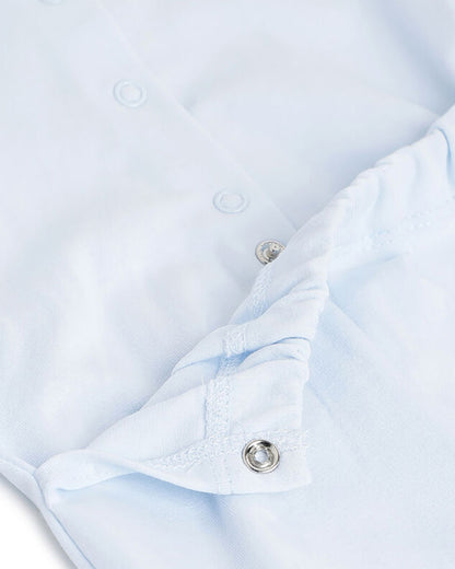 Chicco Light Blue Collared Sleepsuit-Cotton-Embroidered-For Infants