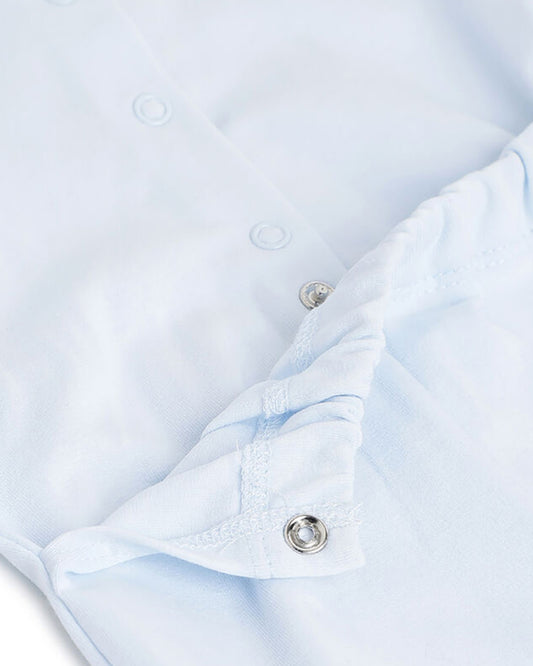 Chicco Light Blue Collared Sleepsuit-Cotton-Embroidered-For Infants