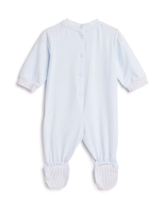 Chicco Light Blue Sleepsuit-Cotton-Embroidered-For Infants