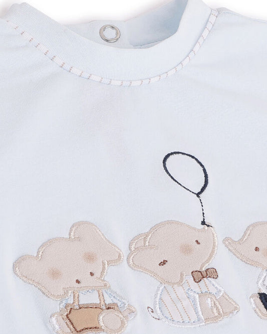 Chicco Light Blue Sleepsuit-Cotton-Embroidered-For Infants