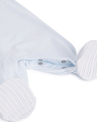 Chicco Light Blue Sleepsuit-Cotton-Embroidered-For Infants