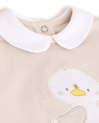 Chicco Medium Beige Sleepsuit-Cotton-Embroidered-For Infants