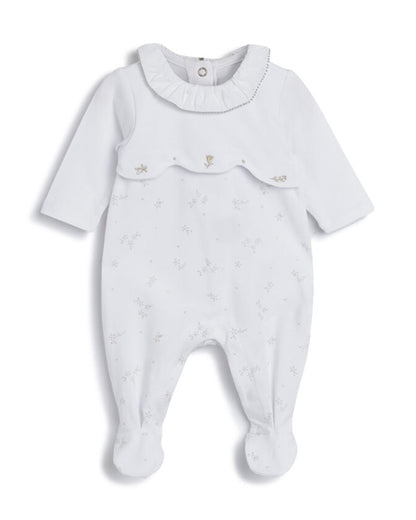 Chicco White Sleepsuit-Cotton-Printed-For Infants