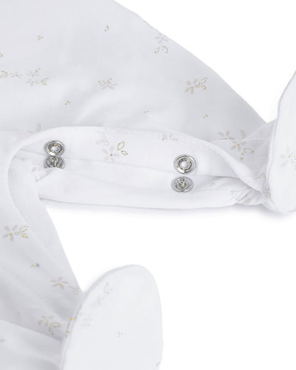 Chicco White Sleepsuit-Cotton-Printed-For Infants