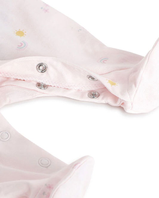 Chicco Pastel Pink Sleepsuit-Cotton-Printed-For Infants