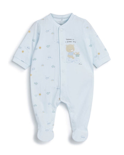 Chicco Light Blue Sleepsuit-Cotton-Printed-For Infants