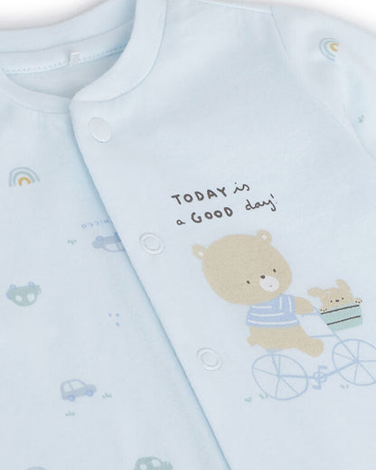 Chicco Light Blue Sleepsuit-Cotton-Printed-For Infants