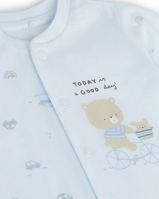 Chicco Light Blue Sleepsuit-Cotton-Printed-For Infants