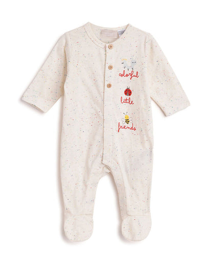 Chicco Peach Front Opening Sleepsuit-Cotton-Printed-For Infants