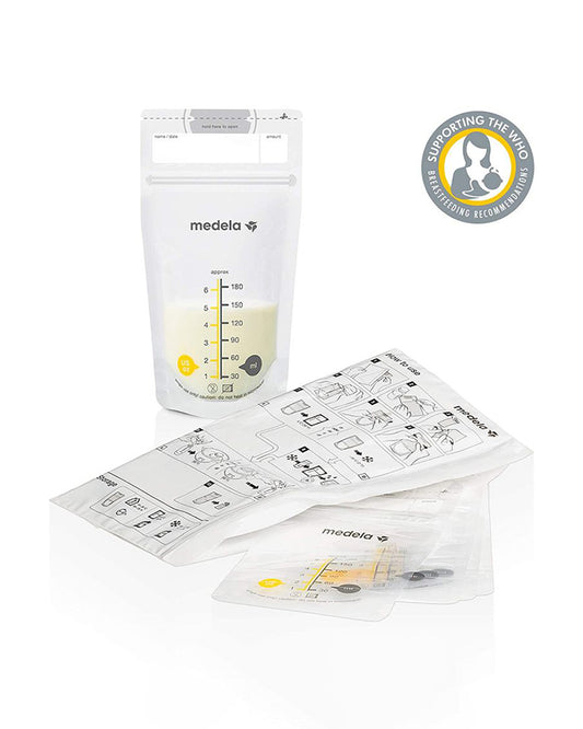 Medela Easy Pour Disposable Breastmilk Storage Bags-180ml-Double Zipper Seal-With Measurement Markings-Pack of 25