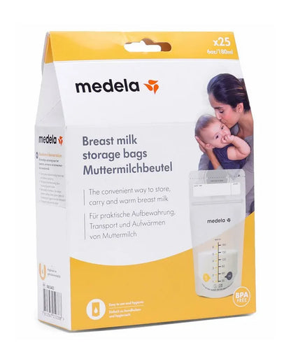 Medela Easy Pour Disposable Breastmilk Storage Bags-180ml-Double Zipper Seal-With Measurement Markings-Pack of 25