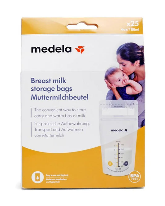 Medela Easy Pour Disposable Breastmilk Storage Bags-180ml-Double Zipper Seal-With Measurement Markings-Pack of 25