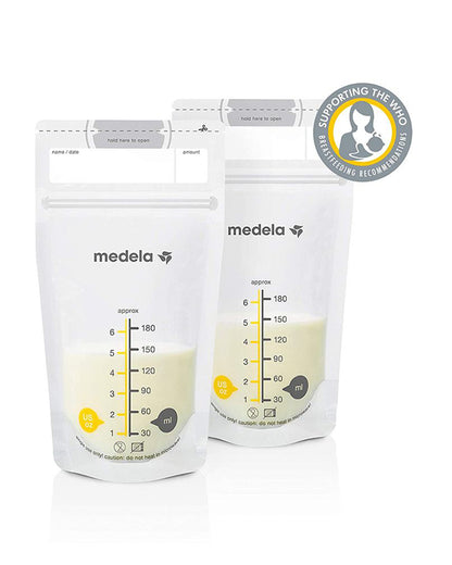 Medela Easy Pour Disposable Breastmilk Storage Bags-180ml-Double Zipper Seal-With Measurement Markings-Pack of 25