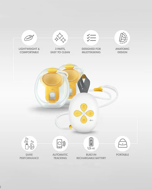Medela Duo Hands-Free Double Electric Breast Pump-Includes Wearable Collection Cups-Rechargeable Battery-Lightweight and Dishwasher Safe-Intuitive Buttons Control-Stimulation and Expression Modes-9 Adjustable Vacuum Settings