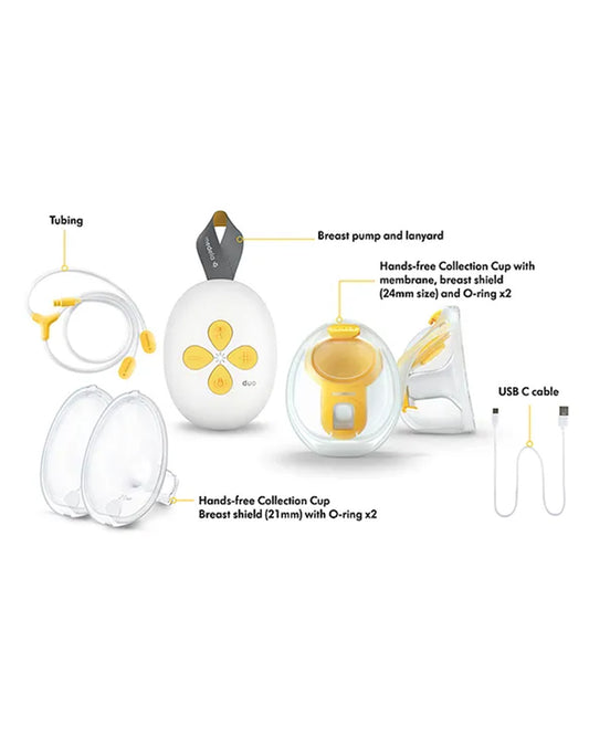 Medela Duo Hands-Free Double Electric Breast Pump-Includes Wearable Collection Cups-Rechargeable Battery-Lightweight and Dishwasher Safe-Intuitive Buttons Control-Stimulation and Expression Modes-9 Adjustable Vacuum Settings