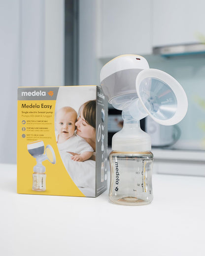 Medela Easy Single Electric Breast Pump-3 Pumping Modes and Additional Lactation Massager Mode-10 Vacuum Settings-Rechargeable Battery-Dishwasher Safe-With 24mm Personal Fit Flex Breast Shield