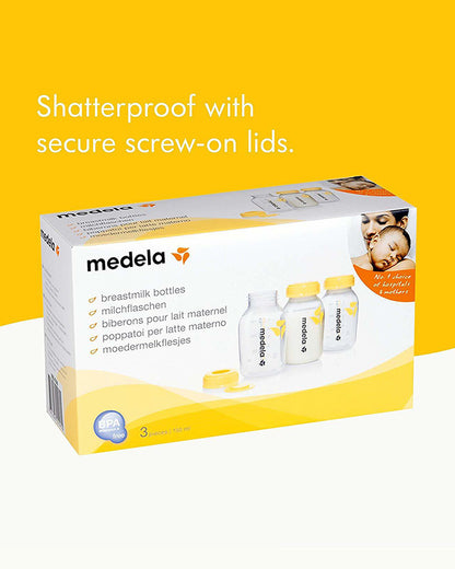 Medela Breastmilk Storage Bottles-Leakproof-BPA Free-With Measurement Markings-150ml-Pack of 3