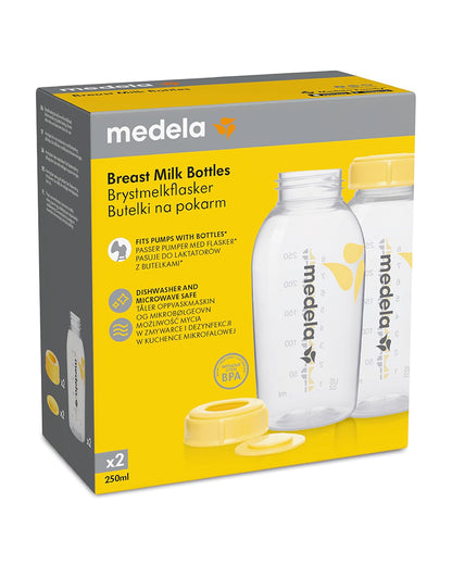 Medela Breastmilk Storage Bottles-Leakproof-BPA Free-With Measurement Markings-250ml-Pack of 2