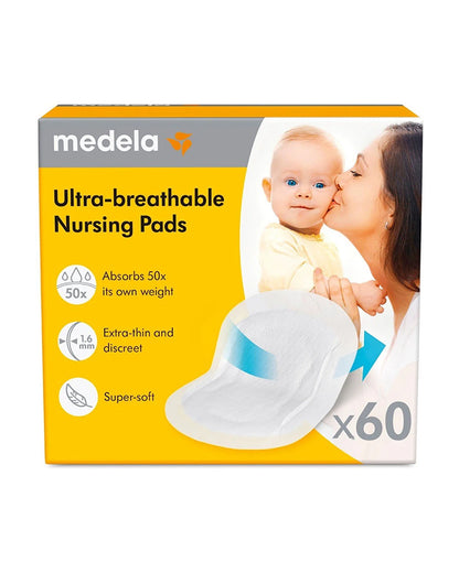 Medela Ultra Breathable Disposable Nursing Pads-Super Absorbent Contoured Design-Pack of 60