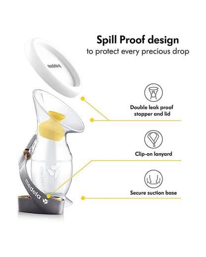 Medela Silicone Breast Milk Collector-Double Leak Proof-With Stopper and Lid-BPA Free-100ml Capacity