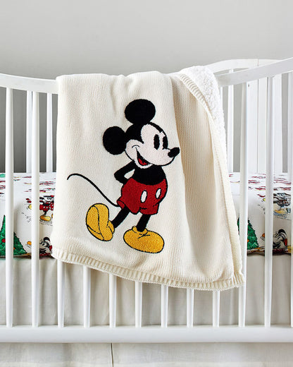 Pluchi Happy Mickey Disney Baby Blanket 100% Cotton Knitted-Soft & Breathable-All Season Use-Ivory-For 0M to 18M