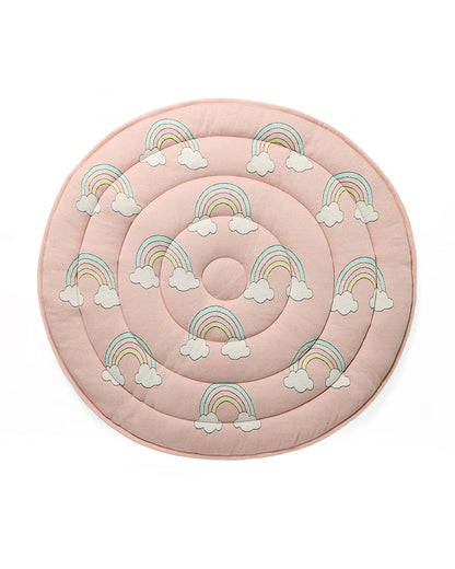 Pluchi Rainbow Bubblegum Pink Cotton Knitted Quilted Playmat for Babies-Anti Skid & Soft-0M+