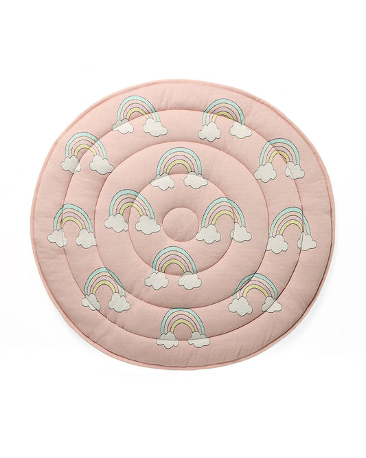 Pluchi Rainbow Bubblegum Pink Cotton Knitted Quilted Playmat for Babies-Anti Skid & Soft-0M+