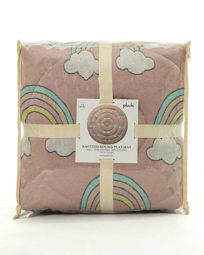 Pluchi Rainbow Bubblegum Pink Cotton Knitted Quilted Playmat for Babies-Anti Skid & Soft-0M+