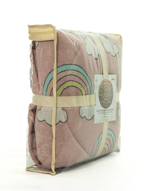 Pluchi Rainbow Bubblegum Pink Cotton Knitted Quilted Playmat for Babies-Anti Skid & Soft-0M+