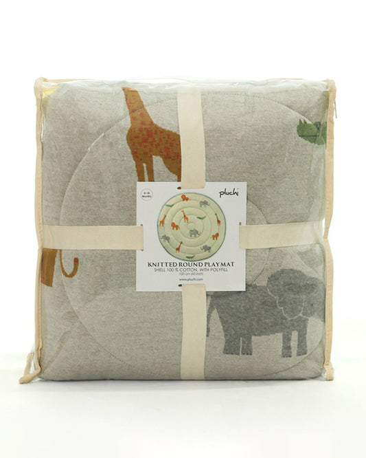 Pluchi Wild Safari Natural Multi Cotton Knitted Quilted Playmat for Babies-Anti Skid & Soft-0M+