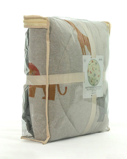 Pluchi Wild Safari Natural Multi Cotton Knitted Quilted Playmat for Babies-Anti Skid & Soft-0M+