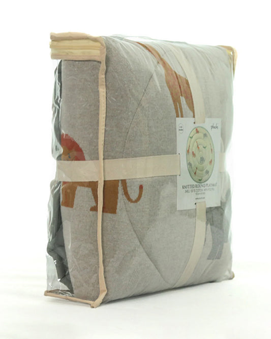 Pluchi Wild Safari Natural Multi Cotton Knitted Quilted Playmat for Babies-Anti Skid & Soft-0M+
