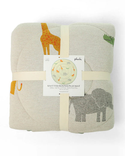 Pluchi Wild Safari Natural Multi Cotton Knitted Quilted Playmat for Babies-Anti Skid & Soft-0M+