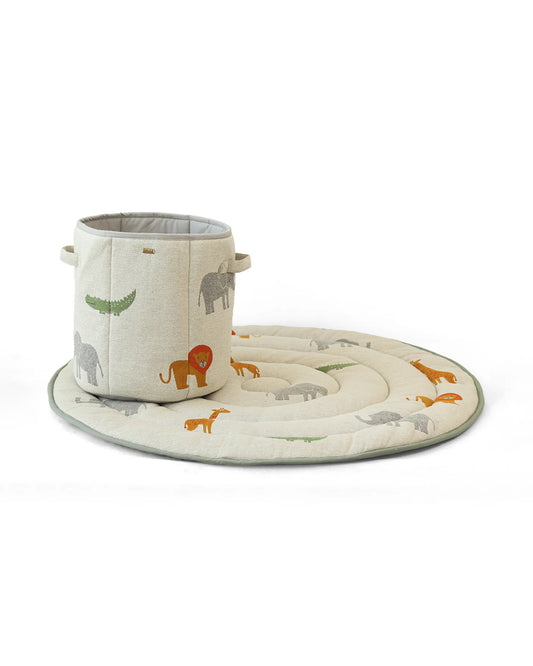 Pluchi Wild Safari Natural Multi Cotton Knitted Quilted Playmat for Babies-Anti Skid & Soft-0M+