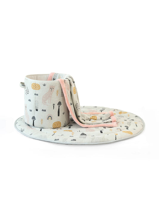 Pluchi Woodland Large Laundry Basket-Organic Cotton Knitted-With Handle-Multicolor-For Clothes & Toys