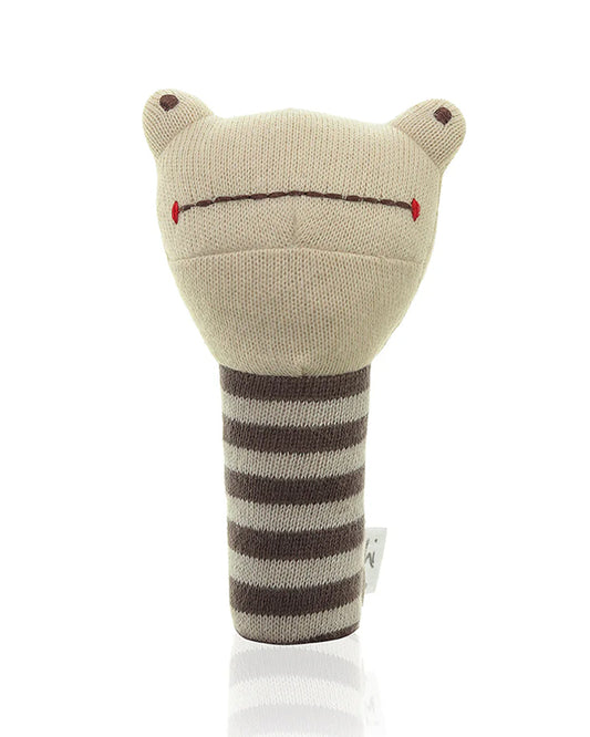 Pluchi Toad Rattle Soft Toy-Promotes Tactile Stimulation-Easily Washable-Knitted Soft Toy-Plush Cuddly Toy For Newborn