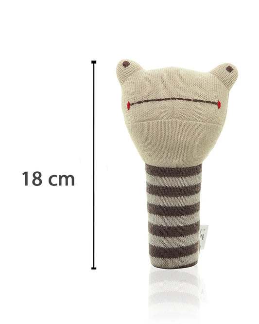 Pluchi Toad Rattle Soft Toy-Promotes Tactile Stimulation-Easily Washable-Knitted Soft Toy-Plush Cuddly Toy For Newborn