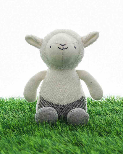Pluchi Lazy Lamb Soft Toy-Promotes Tactile Stimulation-Easily Washable-Knitted Soft Toy-Plush Cuddly Toy For Newborn