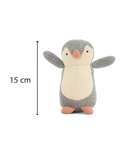 Pluchi Dusty Coral Arctic Penguin-Promotes Tactile Stimulation-Easily Washable-Knitted Rattle Toy-For Infants