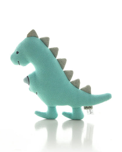 Pluchi Blue Cute Dino Soft Toy-Promotes Tactile Stimulation-Easily Washable-Knitted Soft Toy-Plush Cuddly Toy For Newborn