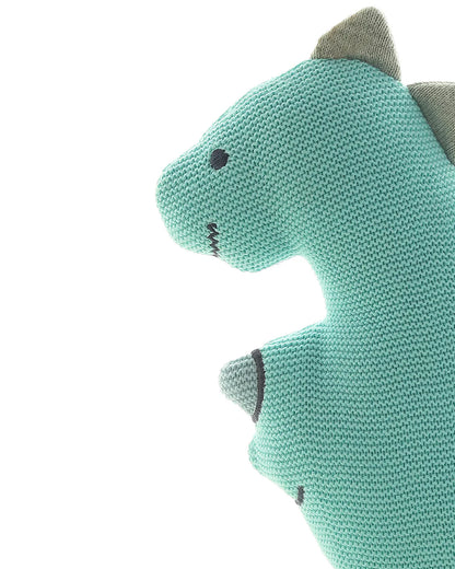 Pluchi Blue Cute Dino Soft Toy-Promotes Tactile Stimulation-Easily Washable-Knitted Soft Toy-Plush Cuddly Toy For Newborn