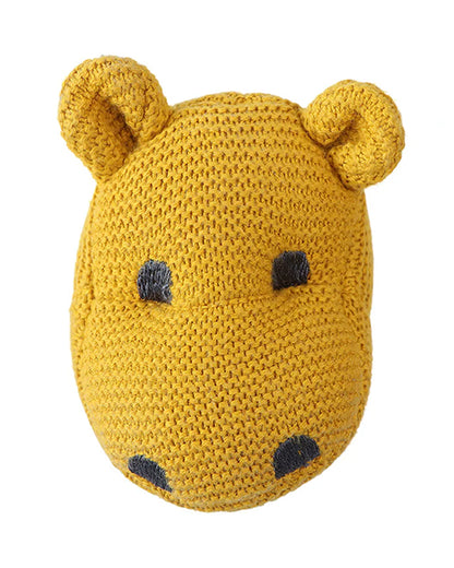 Pluchi Yellow Rattle Hippo Soft Toy-Promotes Tactile Stimulation-Easily Washable-Knitted Soft Toy-Plush Cuddly Toy For Newborn